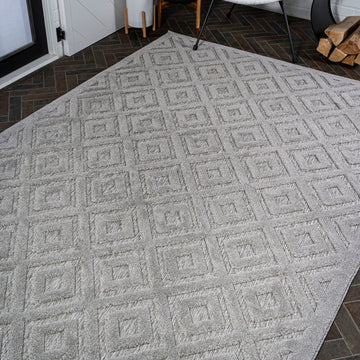 Portmany Neutral Diamond Trellis Indoor/outdoor Area Rug